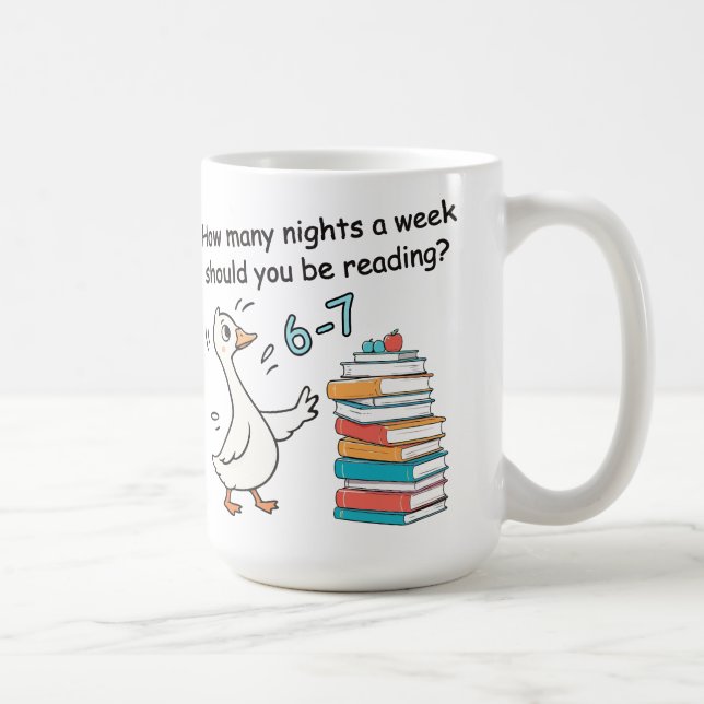 Caneca De Café Quantas Noites por Semana Você Deve Ler 6-7 (Direita)