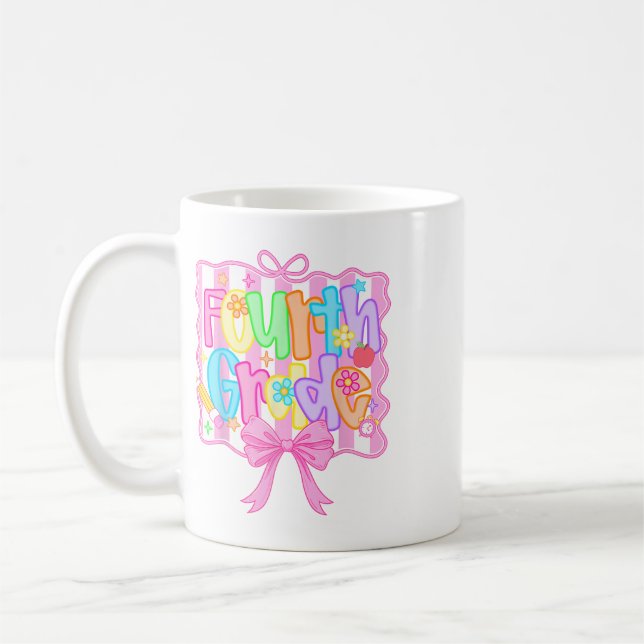 Caneca De Café Quarto Ano Ck Volta às Aulas Laço Fofo Coquette 4º (Esquerda)