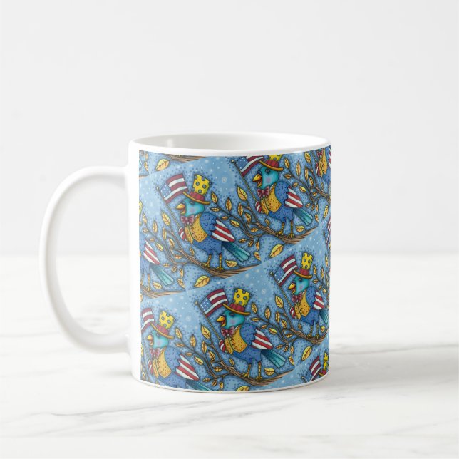 CANECA DE CAFÉ QUARTO DE JULHO BLUEBIRD TWEET, AMERICAN FLAG USA (Esquerda)