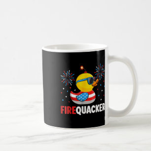Caneca De Café Quarto De Julho Do Pato Do Bombeiro Patriótico Qua