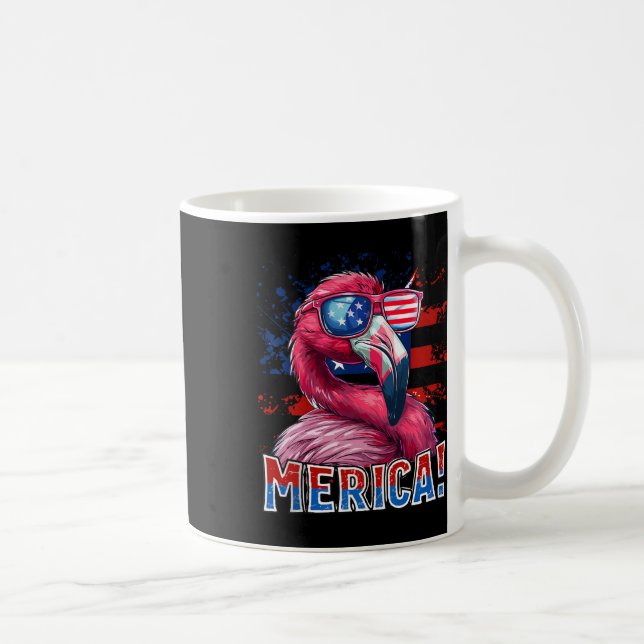 Caneca De Café Quarto De Julho Merica Flamingo American Flag Kids (Direita)