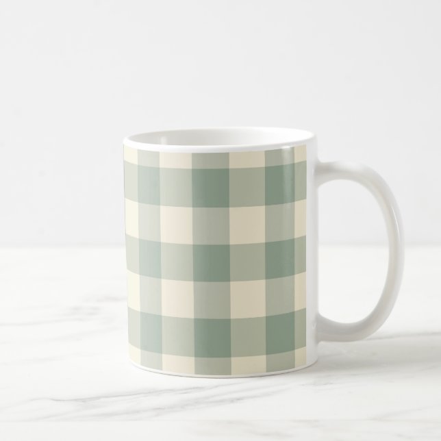 Caneca De Café Quase Awake Gingham - Ao longo da xadrez do rio. (Direita)