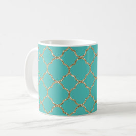 Caneca De Café Quatrefoil Dourado Chic - Café Branco