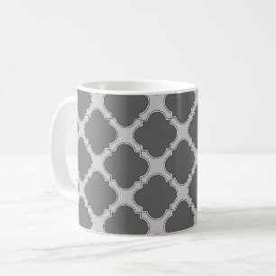 Caneca De Café Quatrefoil em tons de cinza