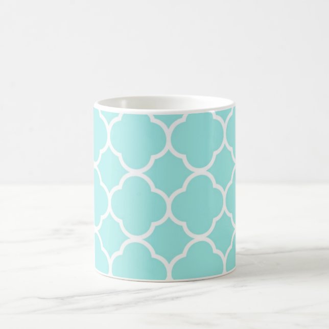 Caneca De Café Quatrefoil Verde Elegante Personalizado (Centro)