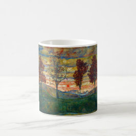 Caneca De Café Quatro Árvores (Landscape Art) (por Egon Schiele)