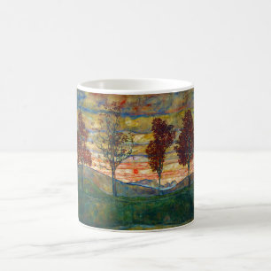 Caneca De Café Quatro Árvores (Landscape Art) (por Egon Schiele)