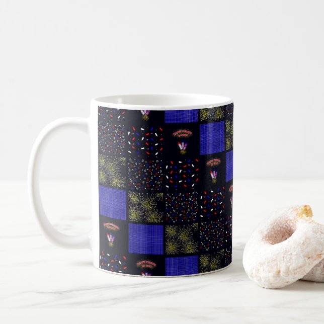 Caneca De Café Quatro de Julho Patchwork - 4 de Julho (Com Donut)