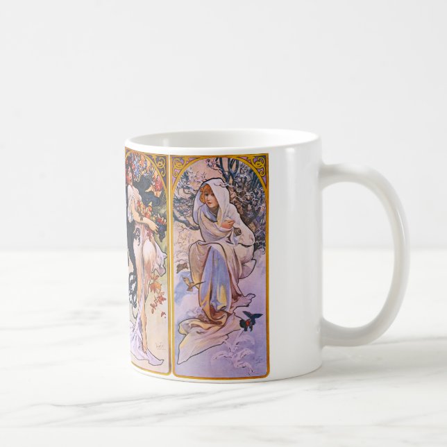 Caneca De Café Quatro estações por Alphonse Mucha (Direita)