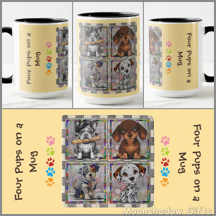 CANECA DE CAFÉ - Quatro Filhotes em uma Caneca