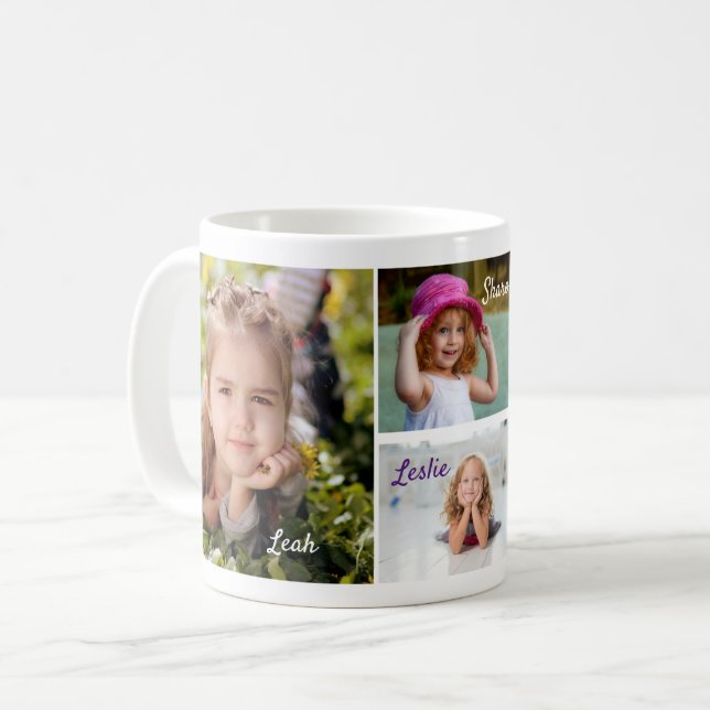 Caneca De Café Quatro Fotos Personalizadas da Família (Frente Esquerda)