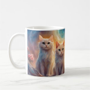 Caneca De Café Quatro gatos brancos giros