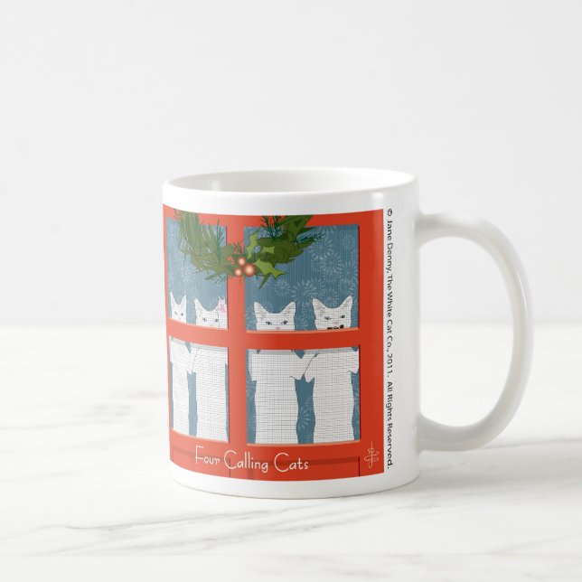 Caneca De Café Quatro gatos de chamada… Feriado (Direita)