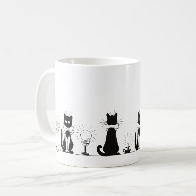 Caneca De Café Quatro Gatos Pretos, Louis Wain Mug (Frente Esquerda)