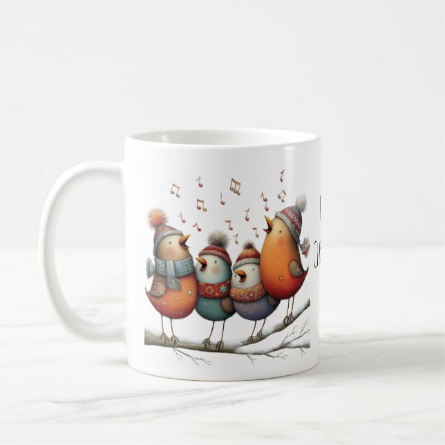 Caneca De Café Quatro Pássaros Chamando Caprichosos 12 Dias De Na (Esquerda)