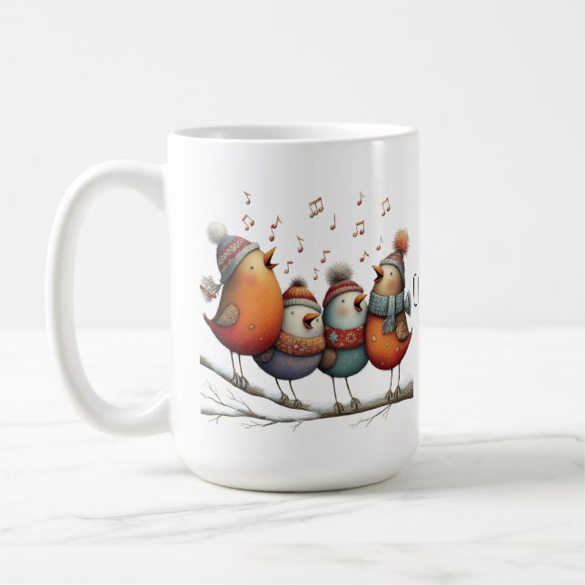 Caneca De Café Quatro Pássaros Chamando Caprichosos 12 Dias De Na (Esquerda)