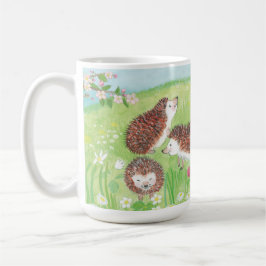 Caneca De Café Quatro Pequenos Hedgehogs no Prado Flor
