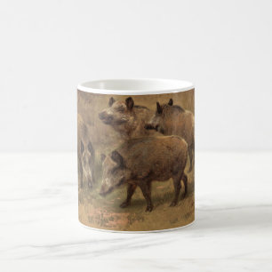 Caneca De Café Quatro varrascos em uma paisagem pastosa (por Rosa
