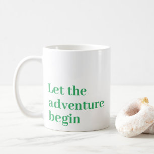 Caneca De Café Que a aventura comece a escritura verde Monograma