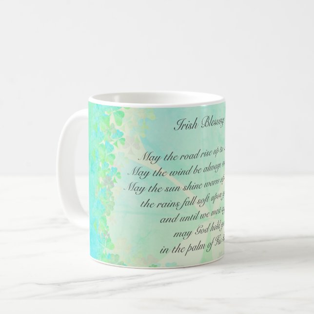 Caneca De Café Que a estrada suba... Xamrocks Irlandeses de Bênçã (Frente Esquerda)