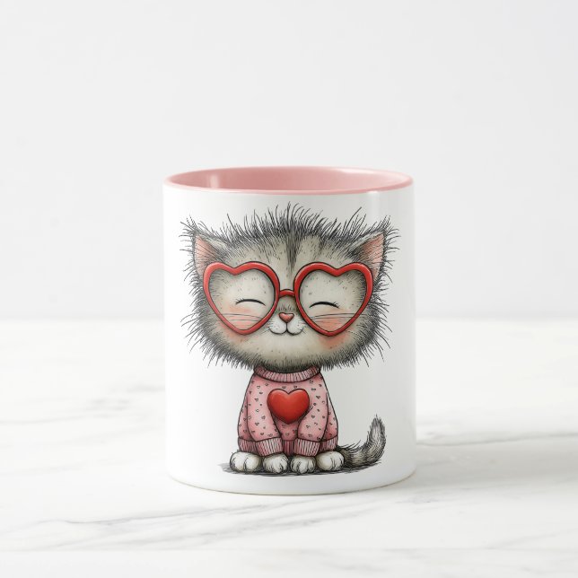 Caneca de café que aquece o coração com gatinho so (Centro)