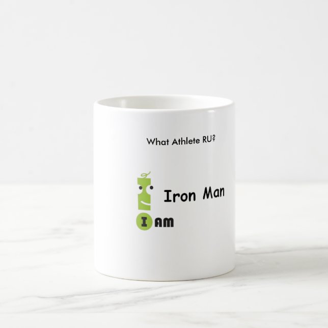 Caneca De Café Que atleta RU? - Eu sou homem do ferro (Centro)