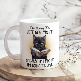 Caneca De Café Que Deus Conserte Um Gato Negro Sarcástico Engraça