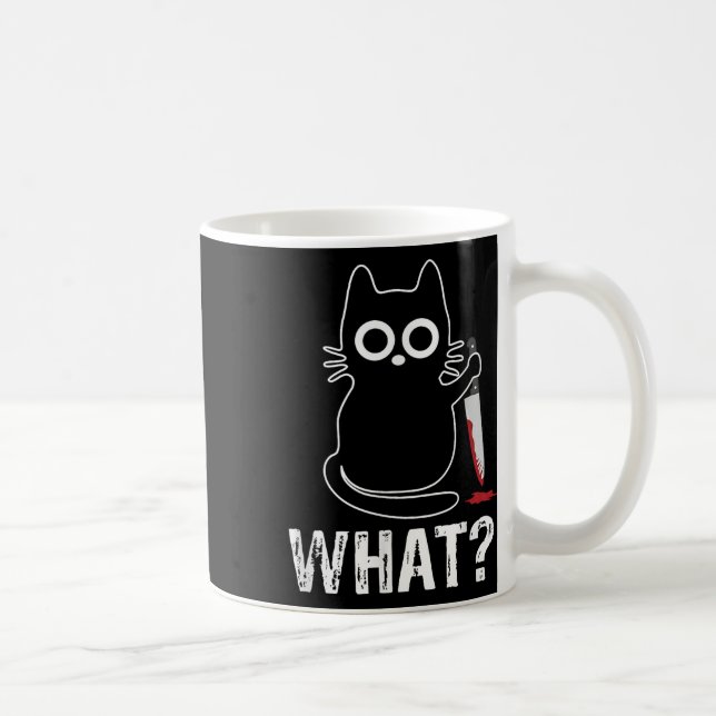 Caneca De Café Que - Engraçado Gato Com Design Gráfico De Faca (Direita)