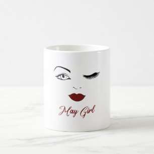 Caneca De Café Que Garota Olhos Vermelhos Bonitos Piscar os olhos