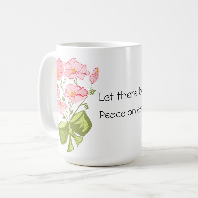 Caneca De Café Que haja paz na Terra - Floral (Frente Esquerda)