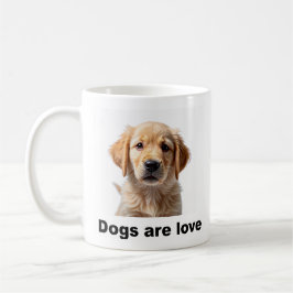 caneca de café que orgulhosamente proclama, "Cães 