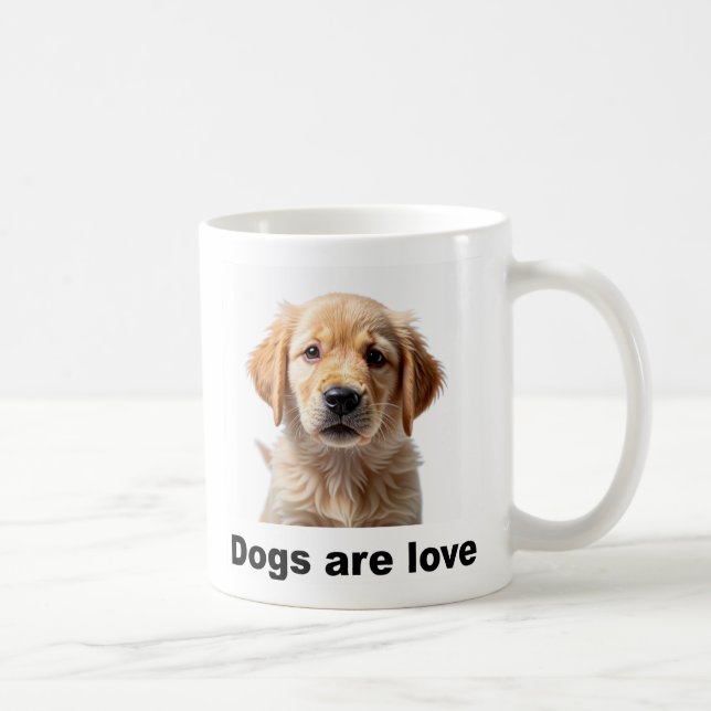 caneca de café que orgulhosamente proclama, "Cães  (Direita)