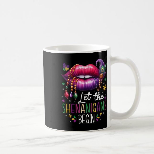 Caneca De Café Que Os Shenanigans Comecem Lábios Mardi Gras Nova  (Direita)