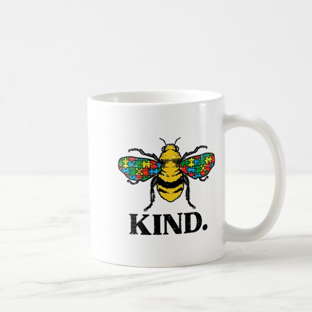 Caneca De Café Quebra-cabeça Bee Kind Fofo Conscientização do Aut (Direita)