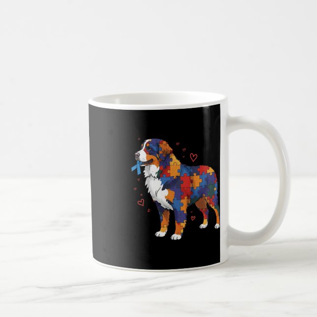 Caneca De Café Quebra-cabeça Bernês Conscientização sobre Autismo (Direita)