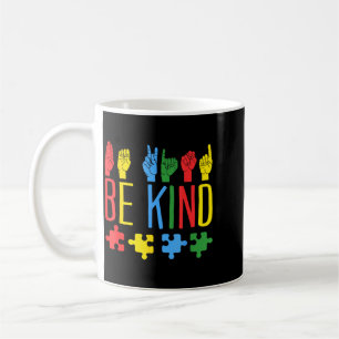 Caneca De Café Quebra-cabeça de Linguagem de Sinais Manual Be Kin