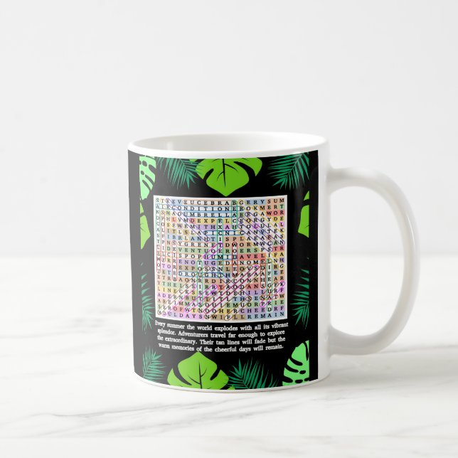 Caneca De Café Quebra-cabeça de Pesquisa de Palavras de Verão (Direita)