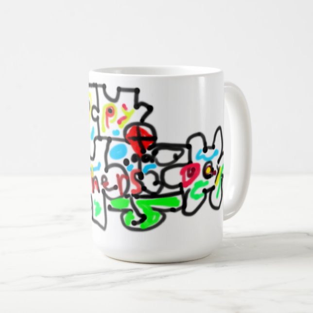 Caneca De Café Quebra-cabeça do Dia dos Pais feliz arte  (Frente Esquerda)