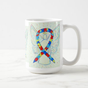 Caneca De Café Quebra-cabeça Sensibilização Fita Angel Art Mug
