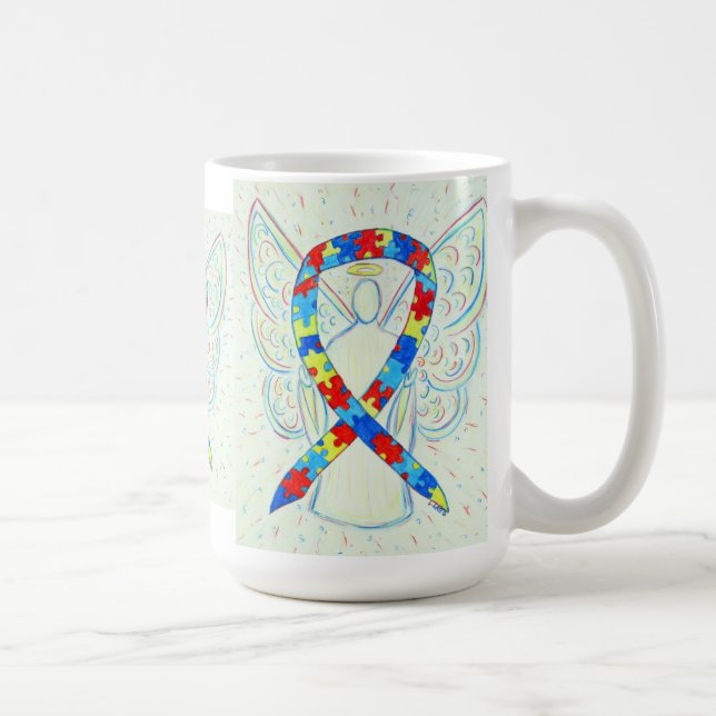 Caneca De Café Quebra-cabeça Sensibilização Fita Angel Art Mug (Direita)