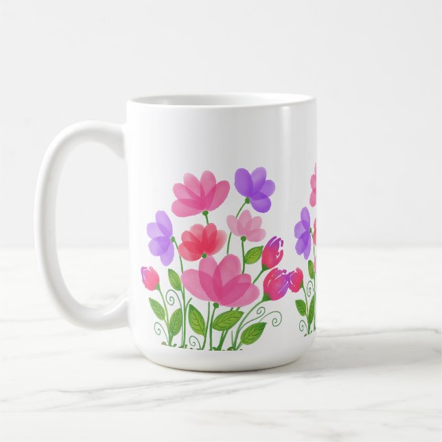 Caneca De Café Quebra Colorida de Flores (Esquerda)