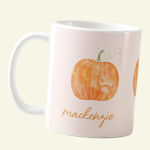 Caneca De Café Quebra de outono Personalizada de Abóbora de Aquar
