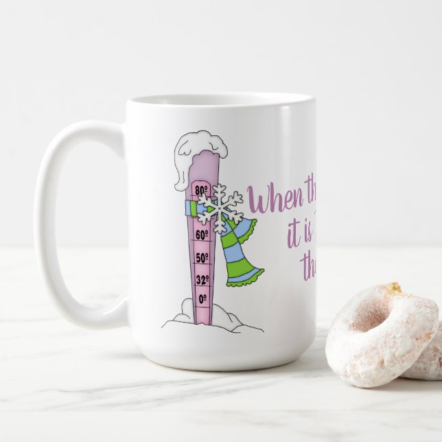 Caneca De Café Quebre a marshmallow - Termômetro de inverno (Com Donut)