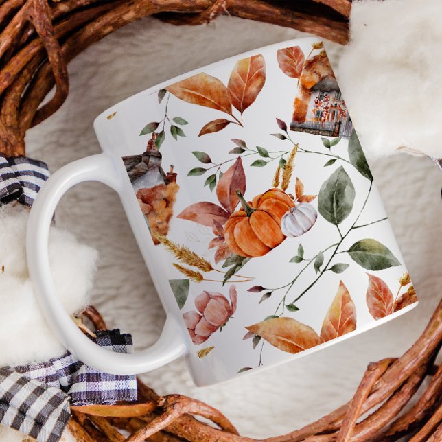 Caneca De Café Queda Algodão Ação de Graças Laranja Castanho (Criador carregado)