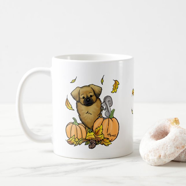 Caneca De Café Queda do espanhol tibetano (castanho) (Com Donut)