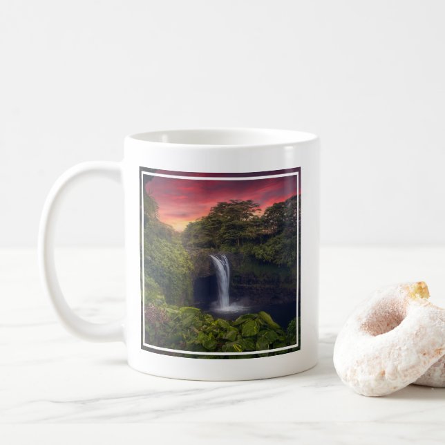 Caneca De Café Quedas | Rainbow Falls, Hilo, Havaí (Com Donut)