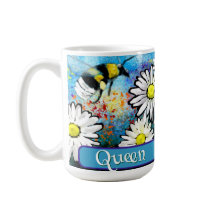 Queen Bee Whimsical Bumblebee Daisies Personalized