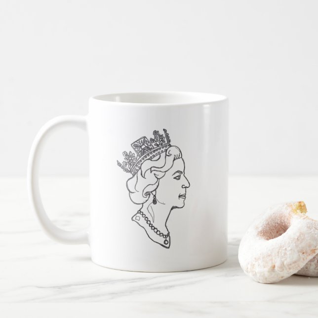 Caneca De Café Queen Elizabeth Profile (Com Donut)
