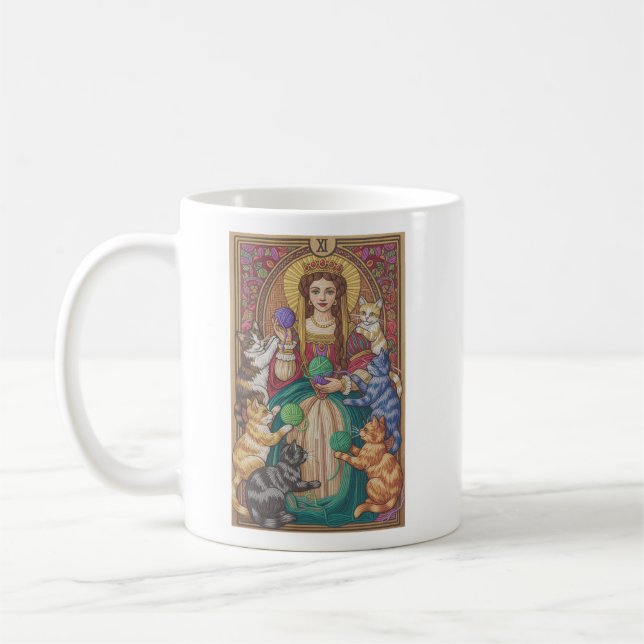 Caneca De Café Queen Of Cats Tarot Card Mug (Esquerda)
