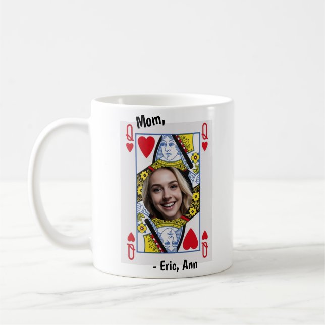 Caneca De Café Queen of Hearts Mom Coffee Mug - Personalized Mug (Esquerda)